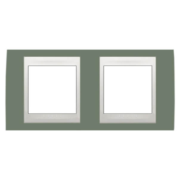 Рамка Unica хамелеон 2 поста горизонтальная серо-зеленый/белая