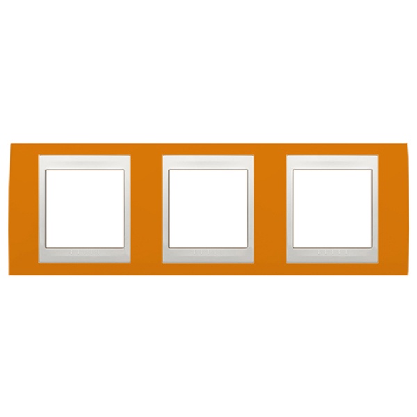 Рамка Unica хамелеон 3 поста горизонтальная оранжевый/белая