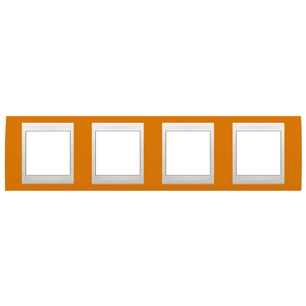 Рамка Unica хамелеон 4 поста горизонтальная оранжевый/белая