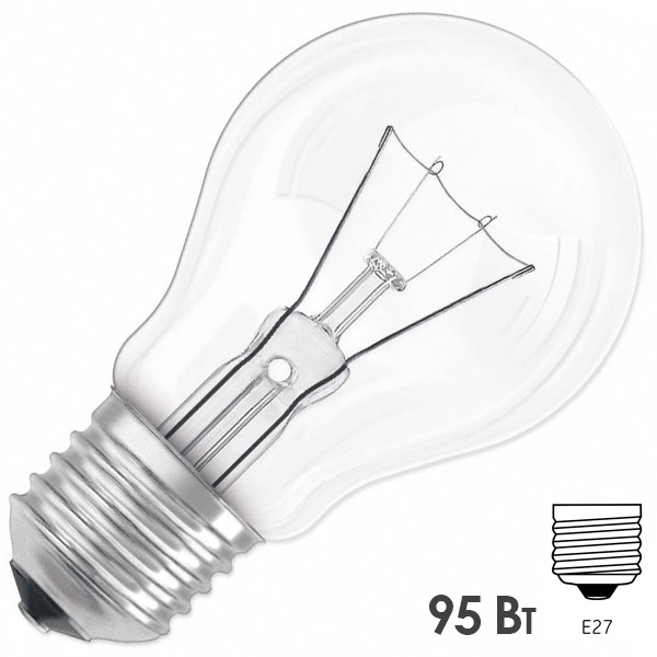 Лампа накаливания ЛОН 95Вт 220В Е27 прозрачная (8101502/305000200)