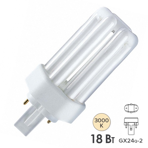 Лампа компактная люминесцентная Dulux T Plus 18W/830 GX24d-2 тепло-белая Osram