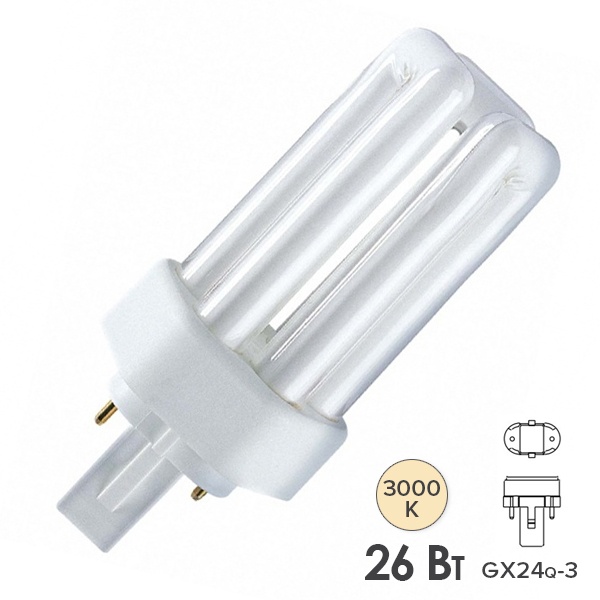 Лампа компактная люминесцентная Dulux T Plus 26W/830 GX24d-3 тепло-белая Osram