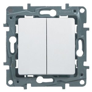 Переключатель двухклавишный Legrand Etika Plus белый