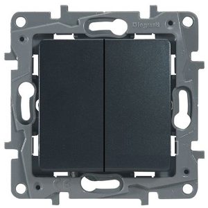Переключатель двухклавишный Legrand Etika Plus антрацит