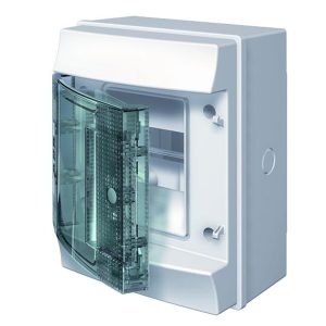 Влагозащищенный настенный щиток ABB Mistral65 4М прозрачная дверь без клеммного блока 65P04X12