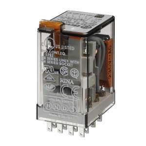Миниатюрное реле Finder 4СО 7A AgNi 230В AC кнопка тест с блокировкой индикатор