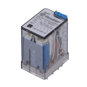 Миниатюрное реле Finder 4СО 7A AgNi 24В DC кнопка тест с блокировкой + LED + диод