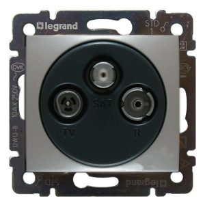 Розетка телевизионная Legrand Valena TV-FM-SAT простая 1,5дБ 2400 МГц алюминий