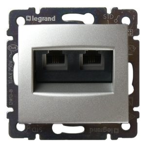 Розетка телефонная Legrand Valena 2хRJ11 алюминий