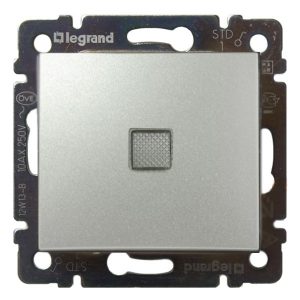 Переключатель промежуточный Legrand Valena с подсветкой алюминий