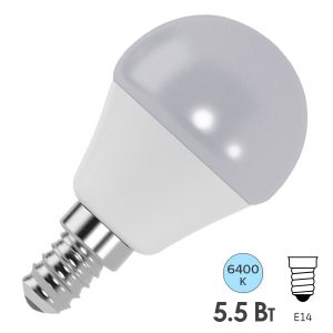 Лампа светодиодная шарик Foton FL-LED GL45 5,5W 6400K 220V E14 510Lm 45х80 дневной свет