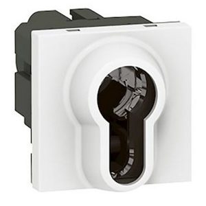 Выключатель с ключом Legrand Mosaic 2-позиционный цилиндр евростандарта 6A 2 модуля белый