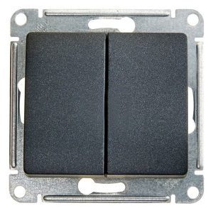 Двухклавишный выключатель SE Glossa 10A механизм, антрацит