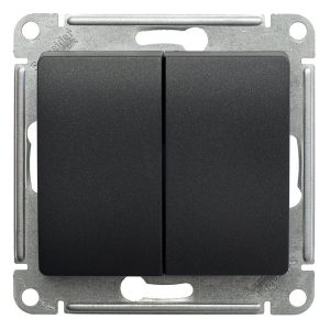 Двухклавишный переключатель SE Glossa 10A механизм, антрацит