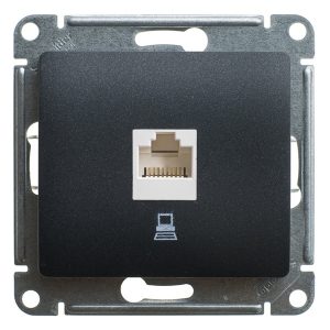 Розетка компьютерная SE Glossa RJ45 кат.5E механизм, антрацит