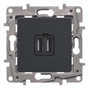Зарядное устройство с двумя USB-разъемами тип А-A Legrand Etika 240В/5В 2400мА антрацит