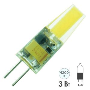 Лампа светодиодная Foton FL-LED G4-COB 3W 4200K 220V G4 210Lm 10x32mm холодный свет