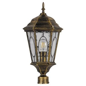 Светильник садово-парковый Витраж Feron PL162 E27 205х175х440мм черное золото (малый на столб 0,41м)