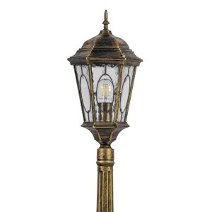 Светильник садово-парковый Витраж Feron PL165 E27 200х200х1155мм черное золото (малый столб 1,2м)