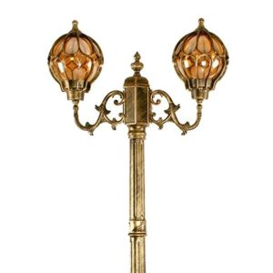 Светильник садово-парковый Сфера Feron PL3808 2xE27 600х220х2290мм черное золото (столб 2,29м)