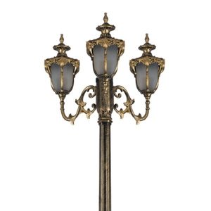 Светильник садово-парковый Флоренция Feron PL4049 3xE27 570х570х2250мм черное золото (столб 2,25м)
