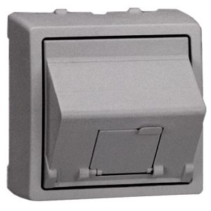 Адаптер Simon 73 Loft на 1 коннектор RJ45(12) наклонный с вкладышем в комплекте, алюминий