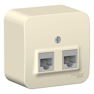 Накладная розетка 2-ая компьютерная RJ45 кат.5E SE Blanca молочная изол.пластина