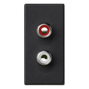 Плата Simon K45 с 2-мя разъемами RCA (черный, красный), винты, 22,5х45мм, графит