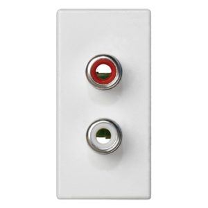 Плата Simon K45 с 2-мя разъемами RCA (черный, красный), винты, 22,5х45мм, белый