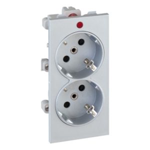 Розетка двойная Simon Connect 2P+E 16А 250В, S-модуль 52x108мм, алюминий