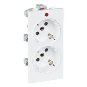 Розетка двойная Simon Connect 2P+E 16А 250В, S-модуль 52x108мм, белый