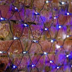 Гирлянда Сеть 2х1,5м, 288LED белый/синий IP44 свечение с динамикой, черный провод, 230В