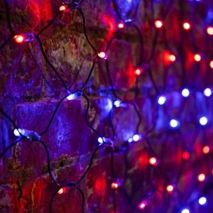 Гирлянда Сеть 2,5х2,5м, 432LED красный/синий IP44 свечение с динамикой, черный провод, 230В