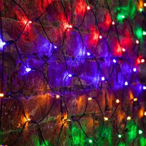 Гирлянда Сеть 1х1,5м, 160LED мультиколор IP44 свечение с динамикой, черный провод, 230В