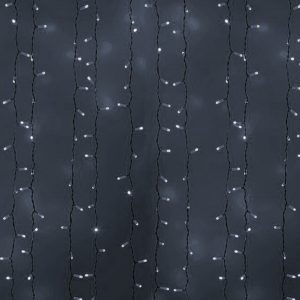 Гирлянда Светодиодный Дождь 2x1,5м 360LED белый IP44 постоянное свечение, черный провод, 230В