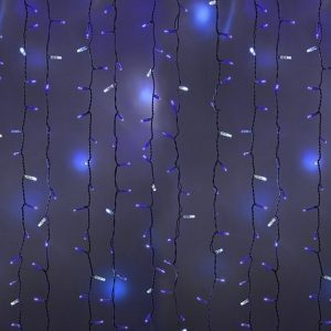 Гирлянда Светодиодный Дождь 2x1,5м 360LED синий IP44 эффект мерцания, белый провод, 230В