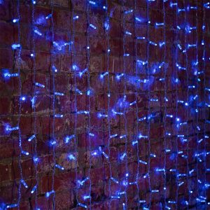 Гирлянда Светодиодный Дождь 2x1,5м 192LED синий IP44 постоянное свечение, прозрачный провод, 230В