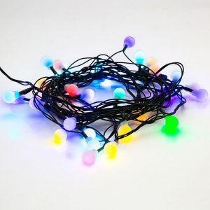 Гирлянда мультишарики D15мм 5м, темно-зеленый ПВХ, 30LED, цвет RGB 230V