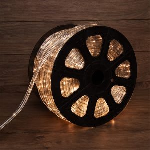 Светодиодный дюралайт 3W теплый белый 24 LED/1,6Вт/м, свечение с динамикой, D13мм, бухта 100м