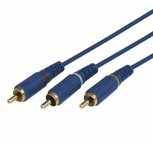 Шнур Rexant 3х3 RCA 3М синий gold