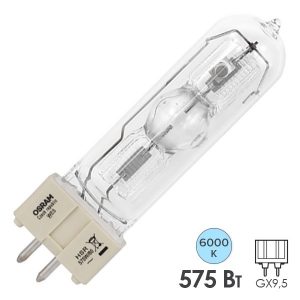Лампа специальная металлогалогенная Osram HSR 575W/60 95V GX9,5 (аналог: BA 575 SE NHR/MSR 575W)