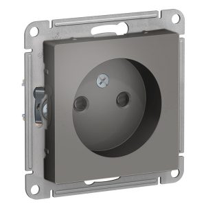 Розетка без заземления со шторками SE AtlasDesign 16А, сталь [уп 5 шт]