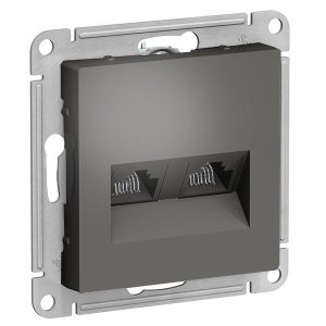 Розетка двойная компьютерная SE AtlasDesign RJ45+RJ45 кат 5E, сталь