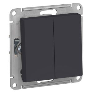 Двухклавишный выключатель SE AtlasDesign 10A, карбон [уп 10 шт]