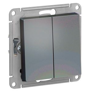 Двухклавишный переключатель SE AtlasDesign 10A, грифель [уп 10 шт]