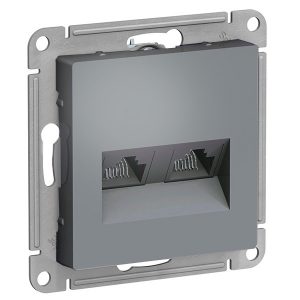 Розетка двойная компьютерная SE AtlasDesign RJ45+RJ45 кат 5E, грифель [уп 5 шт]