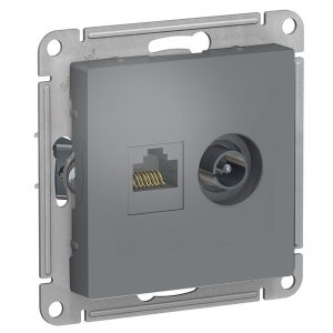 Розетка двойная SE AtlasDesign ТV + компьютерная RJ45, кат 5Е,, грифель [уп 5 шт]