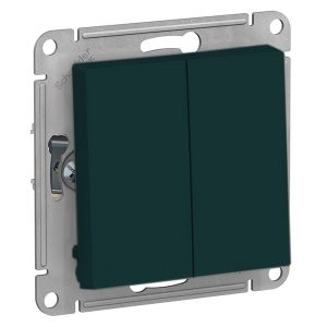 Двухклавишный выключатель SE AtlasDesign 10A, изумруд [уп 5 шт]