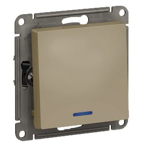 Одноклавишный выключатель с подсветкой SE AtlasDesign 10A, шампань [уп 10 шт]