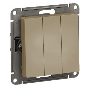 Трехклавишный выключатель SE AtlasDesign 10A, шампань [уп 10 шт]